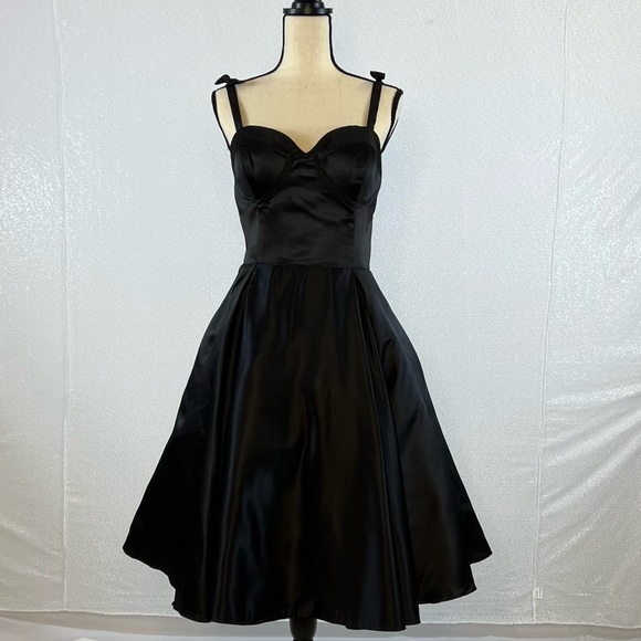 hebeos Dresses & Skirts - Hebeos Woman’s bow strap satin tea length dress Size L